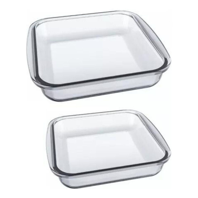 Conjunto Assadeiras Quadradas Marinex Vidro - Kit 2 Unidades Conjunto Assadeiras Quadradas Marinex Vidro - Kit 2 Unidades