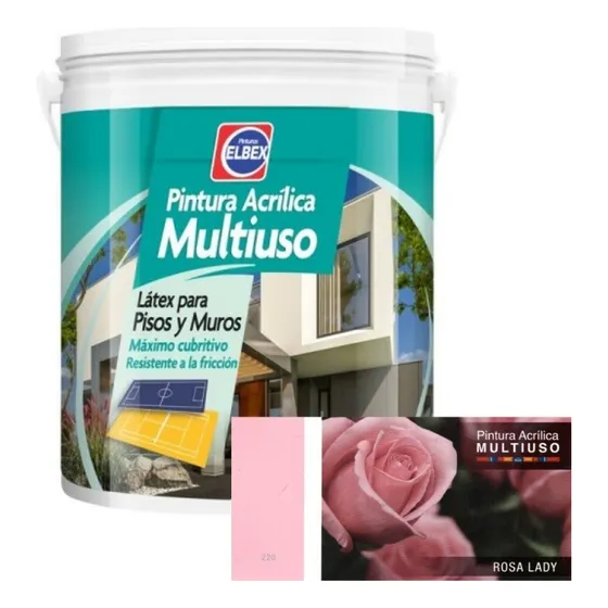 Pintura Pisos - Multiuso Elbex 1lt Rosa Lady Acabado Mate