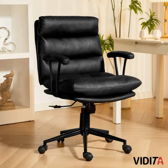 Silla Ejecutiva Ergonomica Vidita Emilia Pro Cuero PU Negro