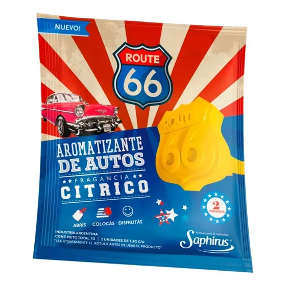  Aromatizante P/autos Ruta 66 (pack X 12 Sobres)
