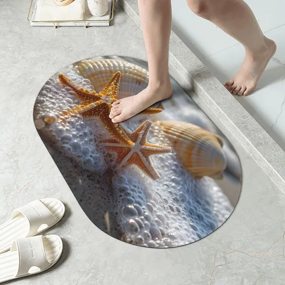 Alfombra Piedra Ducha Baño Impermeable Accesorio Oceano Casa