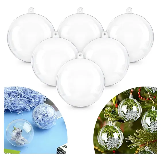 Pack 12 Esferas Acrílico Para Rellenar Y Decorar Navidad 8cm