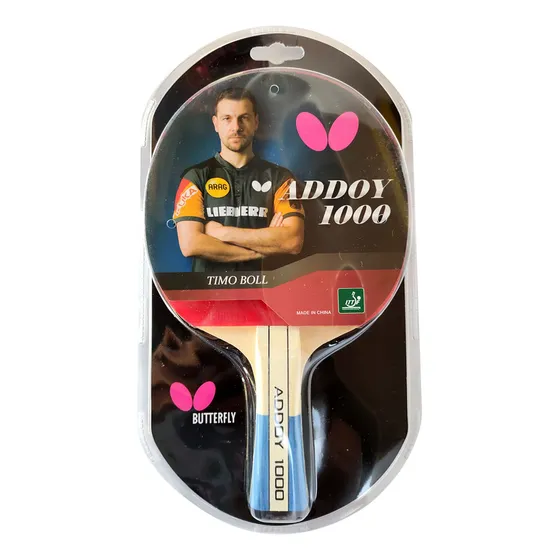 Raquete de ping pong Butterfly Addoy 1000 preta/vermelha FL (Côncavo)