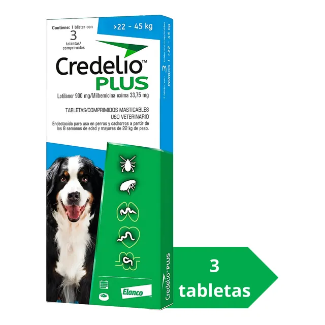 Credelio Plus Para Perros 22 A 45kg - 3 Tabletas Masticable