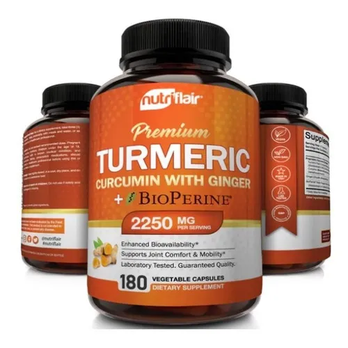 Curcumina De Curcuma 2500mg Con Bioperina Nutriflair 180 Cap Sabor Neutro