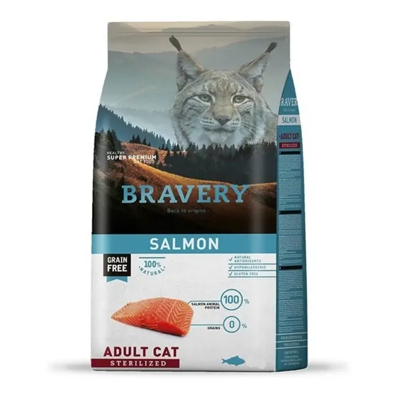Alimento Bravery Super Premium Adult Cat sterelized para gato adulto sabor salmón de 7 kg | Cuotas sin interés