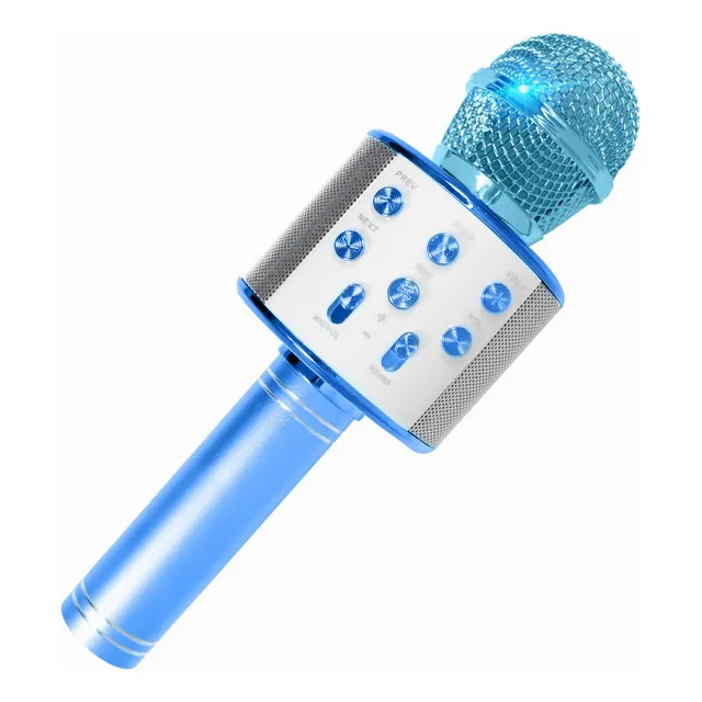 Micrófono Wsier WS-858 Dinámico Omnidireccional color azul con parlantes