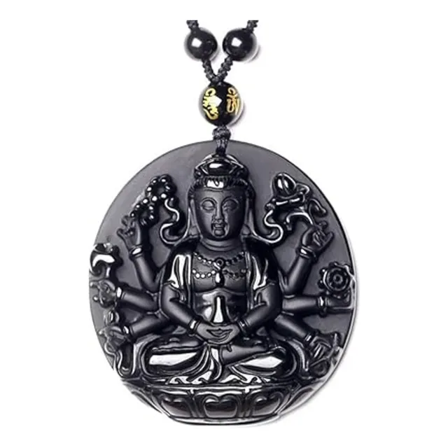 Collar De Buda De Obsidiana Natural Feng Shui Pixiu