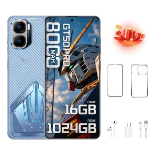 Celular Gamer GT50 Pro 5G 16GB + 1024GB ROM Dimensity 9200 Tela 6,82" 2K Resolução 3840x2160 Câmera 108MP + 32MP Bateria Gigante 8000mAh Android 16 Azul
