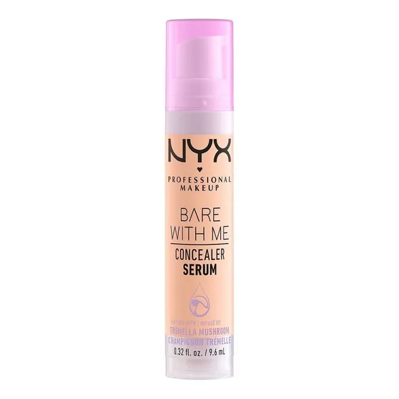 NYX Professional Makeup, Bare With Me Serum Corrector, 9ml. Tono: Med Vanilla. Suero corrector que cubre ojeras, manchas e imperfecciones. Cobertura media, hidratación hasta por 24H, fórmula vegana