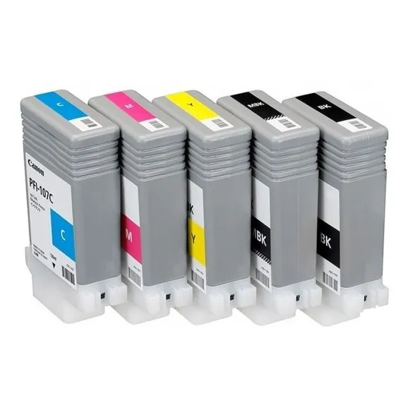 Set De 5 Tintas Canon Pfi-107 1 Mbk, 1 Bk, 1 C, 1 M, Y 1 Y