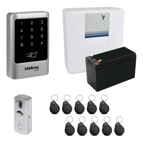 Kit Controle De Acesso Externo Intelbras Fonte E Bateria