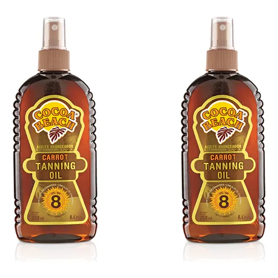 Aceite Bronceador Zanahoria Cocoa Beach 8 Fps 250ml Pack 2u