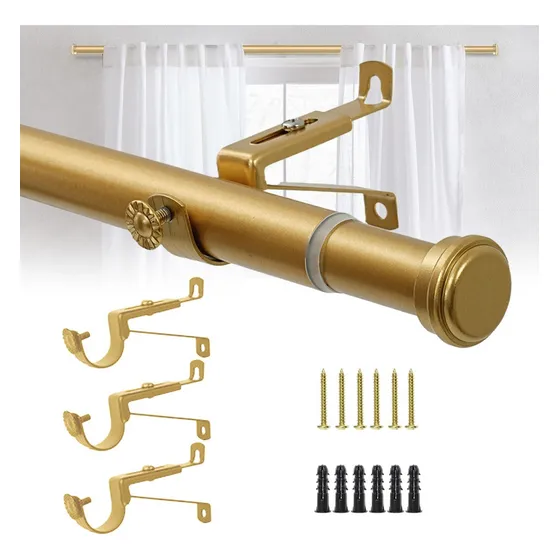 Folira ajustable extensible de Metal barra de cortina 3.6m Color Dorado