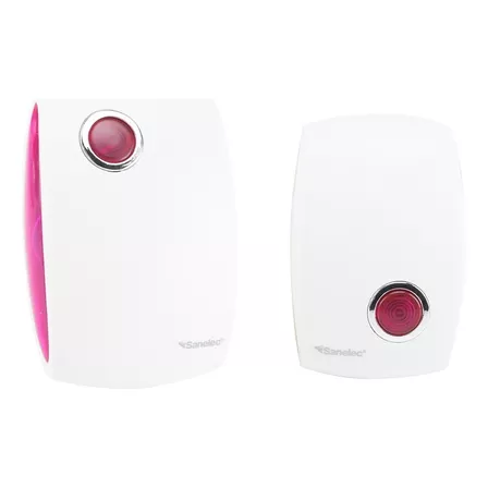 Timbre Inalámbrico Con Clavija Sanelec Led Encendido Rosa