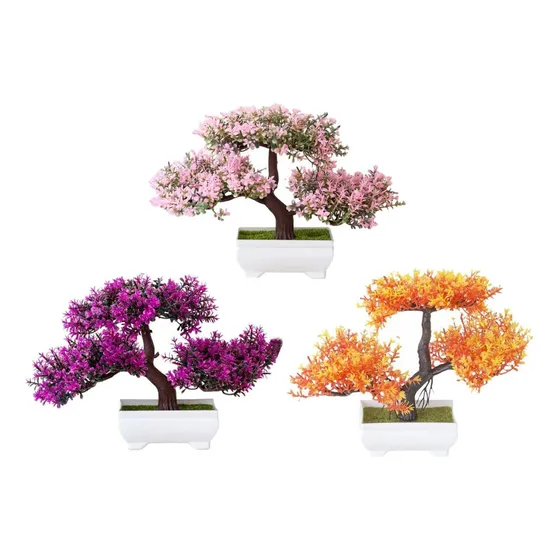 Jja 3 Plantas Artificiales Bonsai Tree Para Estantería De