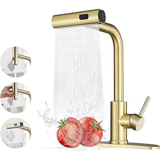 Llave De Fregadero Extraible 3 Salida De Agua Acero Gs