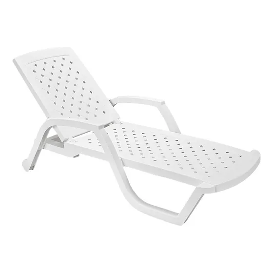 Camastro de plástico plegable arrecife asoleadora color blanco Rimax
