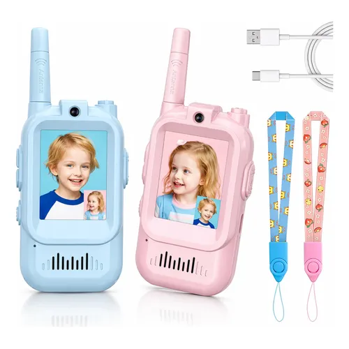 Conjunto infantil de 3 rádios walkie-talkie com alcance de 6 km