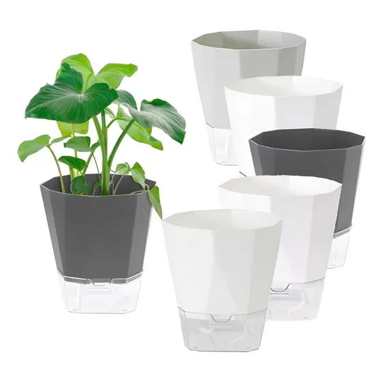 6 Pcs Macetas De Plástico Con Riego Automático Para Plantas