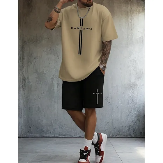 Kit Camiseta Masculina + Short Moletom Conjunto Dantawj Cruz