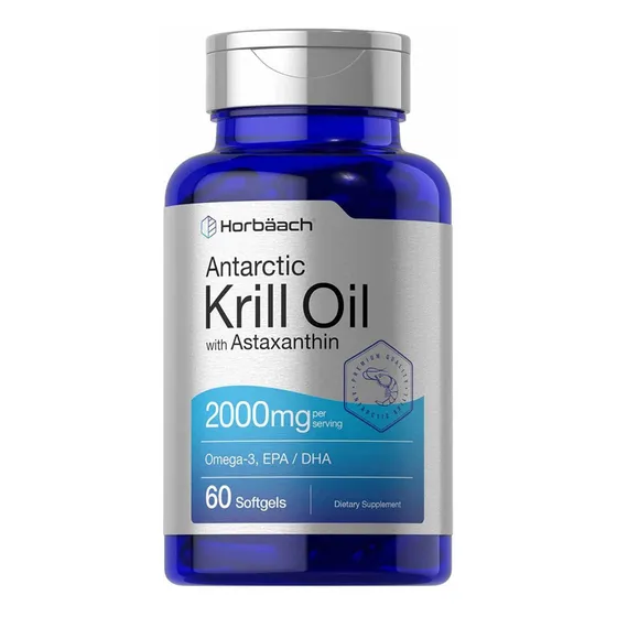 Antartic Krill Oil Astanxanthin 60 softgels 2000mg en 3 caps Horbaach Omega-3 EPA DHA