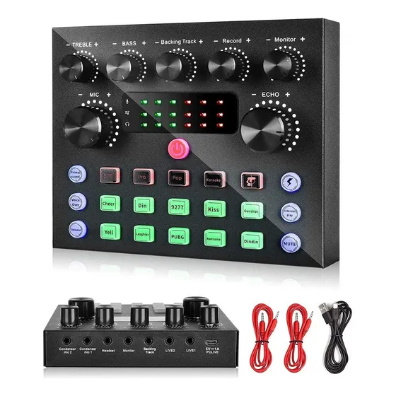 Mixer De Áudio E Podcast Com Placa De Som V8s