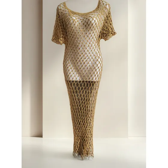 Vestidos Crochet Hecho A Mano. Nuevo.t.l/xl.única Prenda.