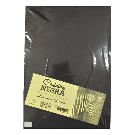 Cartulina Negra Tamaño 1/8 X 20 Hojas Color Negro Negro