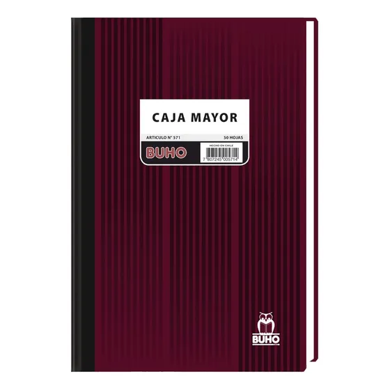 Libro Caja Mayor 50 Hojas Debe/haber Búho Color Burdeo