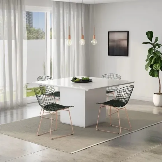 Mesa De Jantar Tok Stok Float 135 Cm - Sem Cadeiras