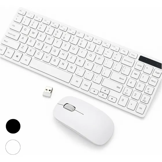 Piracomp Kit Teclado E Mouse Sem Fio Usb Slim Cor Branco 2.4ghz Qwerty