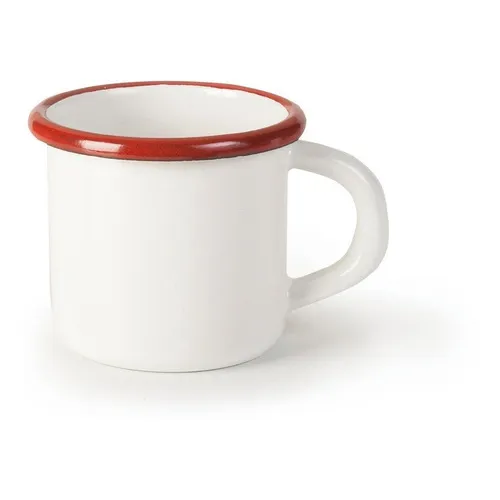 Taza De Peltre Blanco Con Rojo 340 Ml Marca Ibili