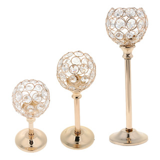 Candelero De 3 Alturas De Cristal Dorado Para Banquete De Candelero De 3 Alturas De Cristal Dorado Para Banquete De