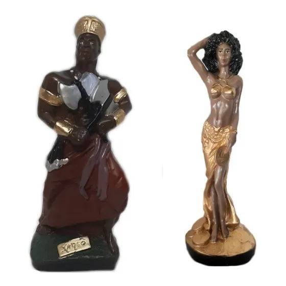 Imagem Orixá Xangô+ Oxum Do Ouro Umbanda Estátua Candomblé