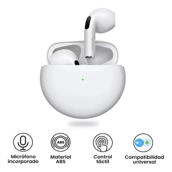 Audífono Bluetooth Pro 6 Manos Libres AirPods Wireless 2