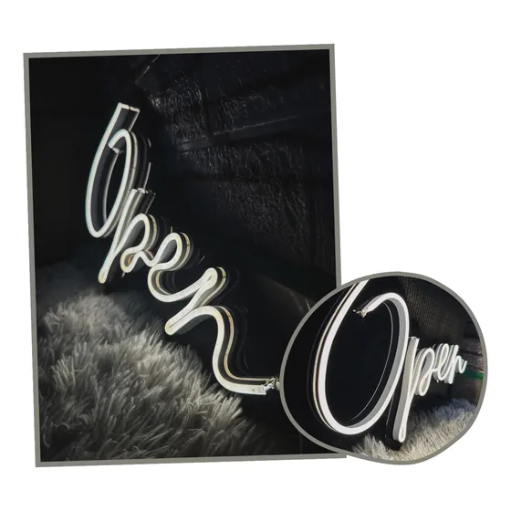 Letrero Open Neon Led + Efecto Espejo