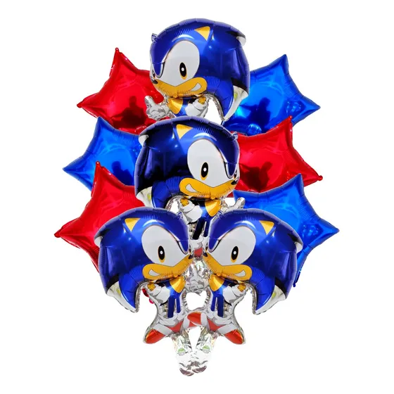 Pack X 10 Globos Metalizados Temática Sonic 35cm