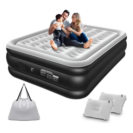 Colchón Inflables Queen Con Bomba Hinchable Desmontable 203 Cm X 152 Cm X 46 Cm Queen Color Gris/negro Hasta 500lb