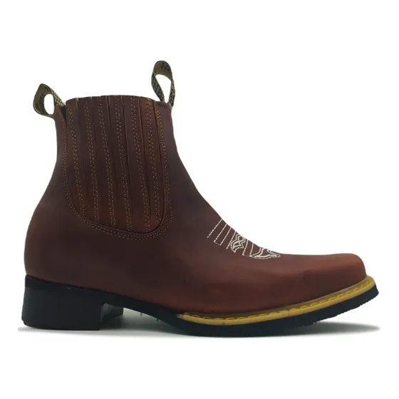 Botin Piel Charro Vaquero Suela Cosida Resistente 036