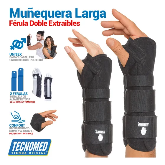 Muñequera Soporte Doble Ferula Ajustable Larga Tecnomed