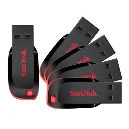 Kit 5 Memoria Usb Sandisk 32gb Cruzer Blade 2.0 Negro/rojo