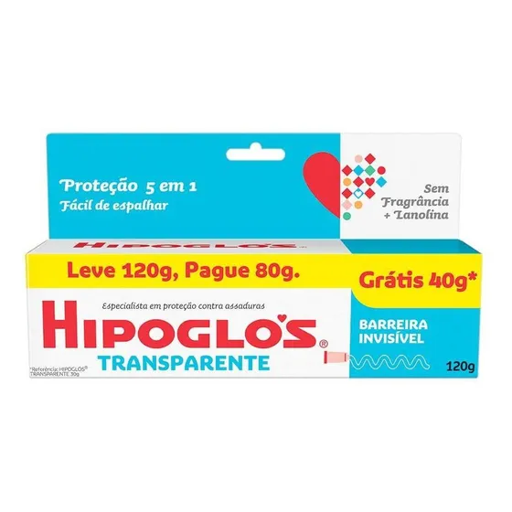 Creme Preventivo de Assaduras Transparente Caixa Leve 120g Pague 80g Hipoglós