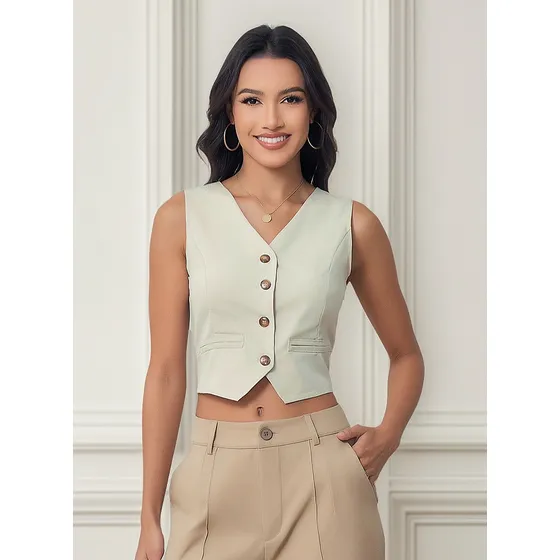 Casual Blazer Feminino Com Botão Frontal - Pronta Entrega