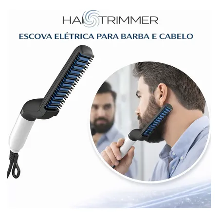 Prancha Alisadora Barba Cabelo Modelling Comb Pente Elétrico Cerâmica Masculino Branco Hair Trimmer 127/220v