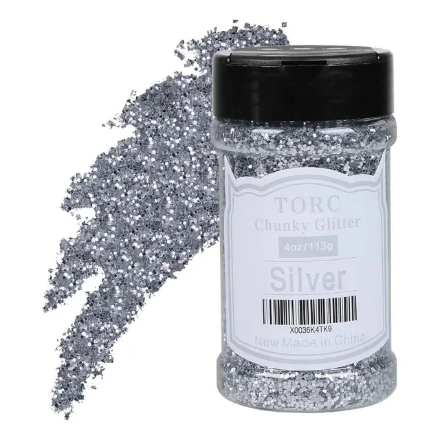 Gliter Plata Grueso, 115ml, Para Resina, Maquillaje, Arte Uñ