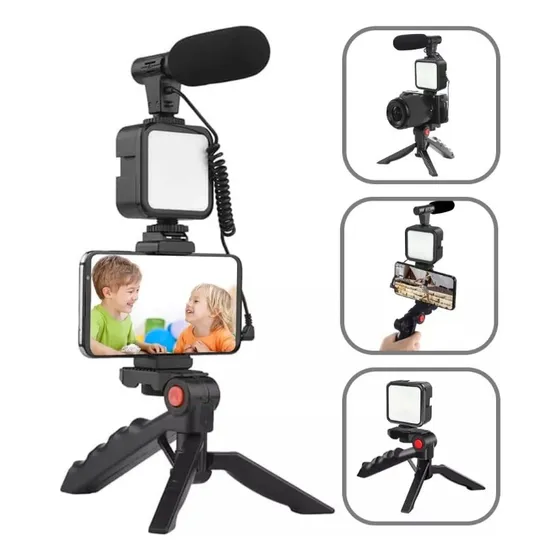 Video Making Kit Trípode Luz Led Y Micrófono Ay-49g