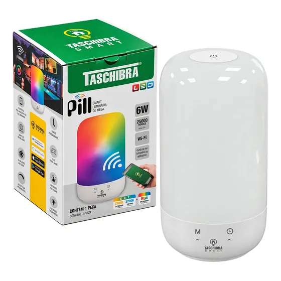 Luminaria De Mesa 6w Rgb Cct Smart Wi-fi Inteligente Pill