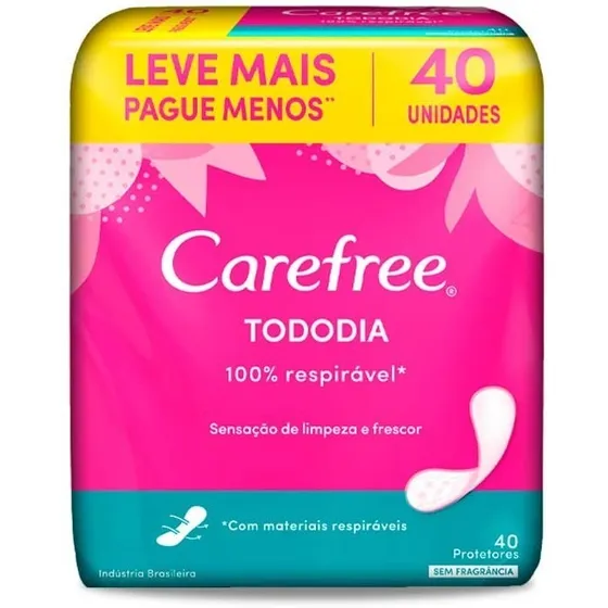 Protetor Diário Todo Dia Sem Perfume 40 Unidades Carefree