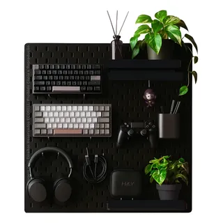 Pegboard Setup Gamer Home Office Preto Premium Grande